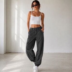 Vintage Y2K Dockers Cargo Pants Gorpcore Women 27 Charcoal Grey Deadstock 90s